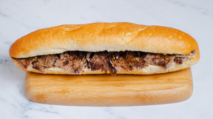 Beef doner kebab in plate top view isolated