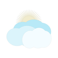 PUFFY CLOUDS WITH THE SUN BEHIND ILLUSTRATION VECTOR