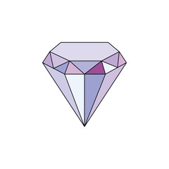 Flat diamond icon vector illustration. Geometric brilliant minimal line art drawing.