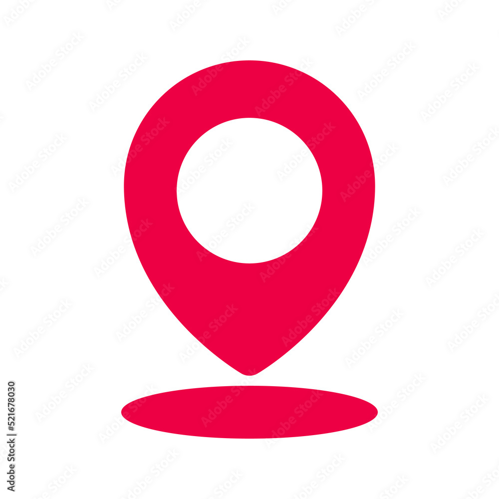Poster pin pointer red icon. pin map location sign. gps symbol. vector isolated on white.