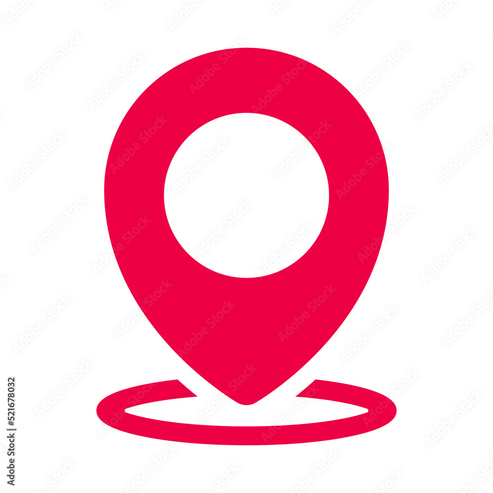 Poster pin pointer red icon. pin map location sign. gps symbol. vector isolated on white.