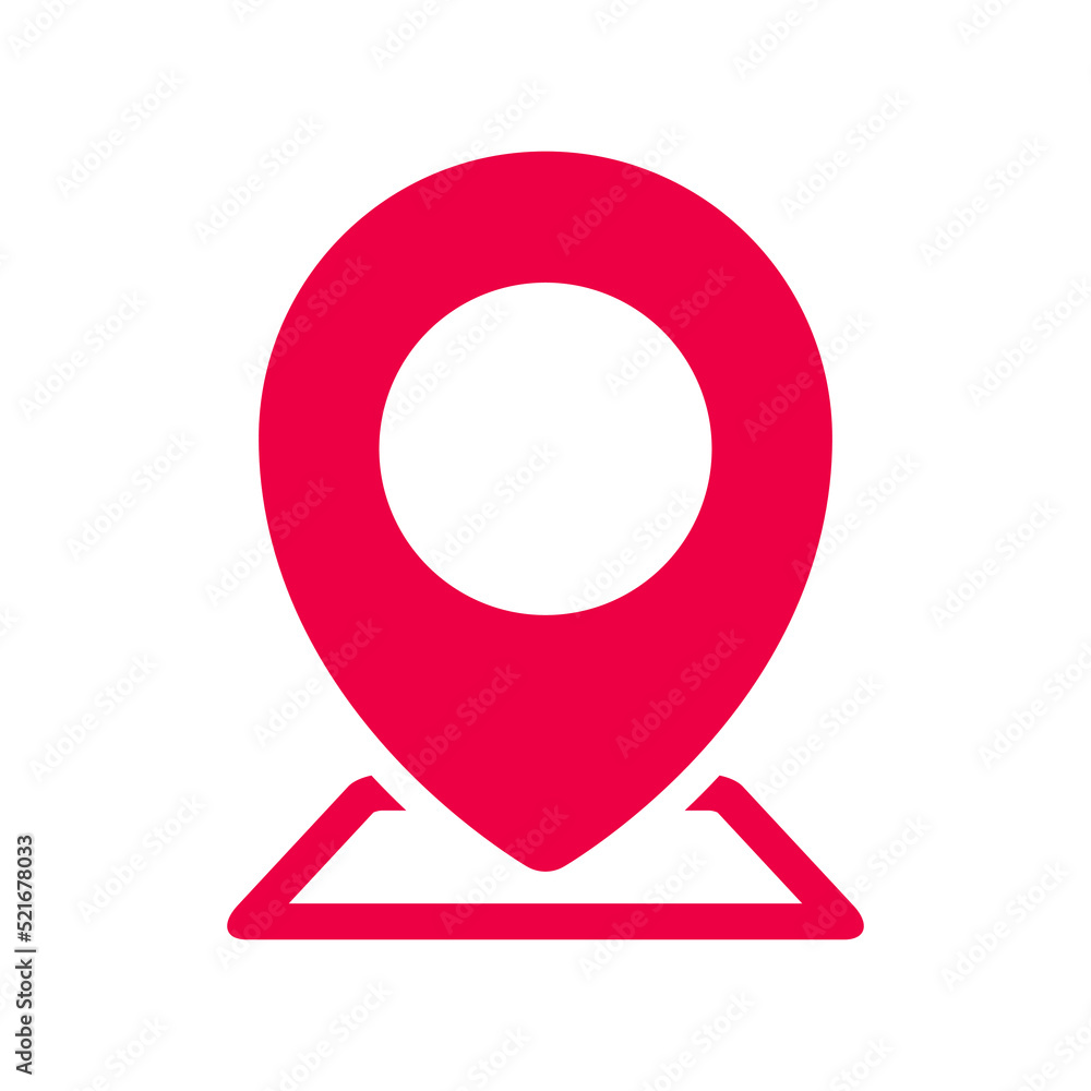 Poster pin pointer red icon. pin map location sign. gps symbol. vector isolated on white.