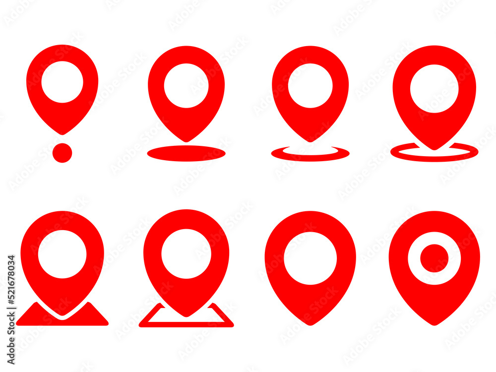 Poster pin pointer icon set. pin map location sign collection. gps symbol. vector isolated on white.