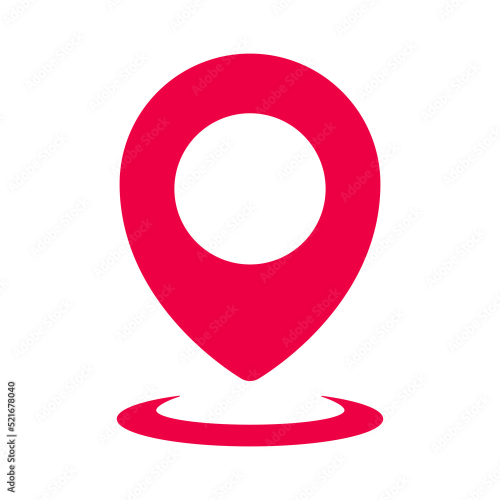 Poster pin pointer red icon. pin map location sign. gps symbol. vector isolated on white.