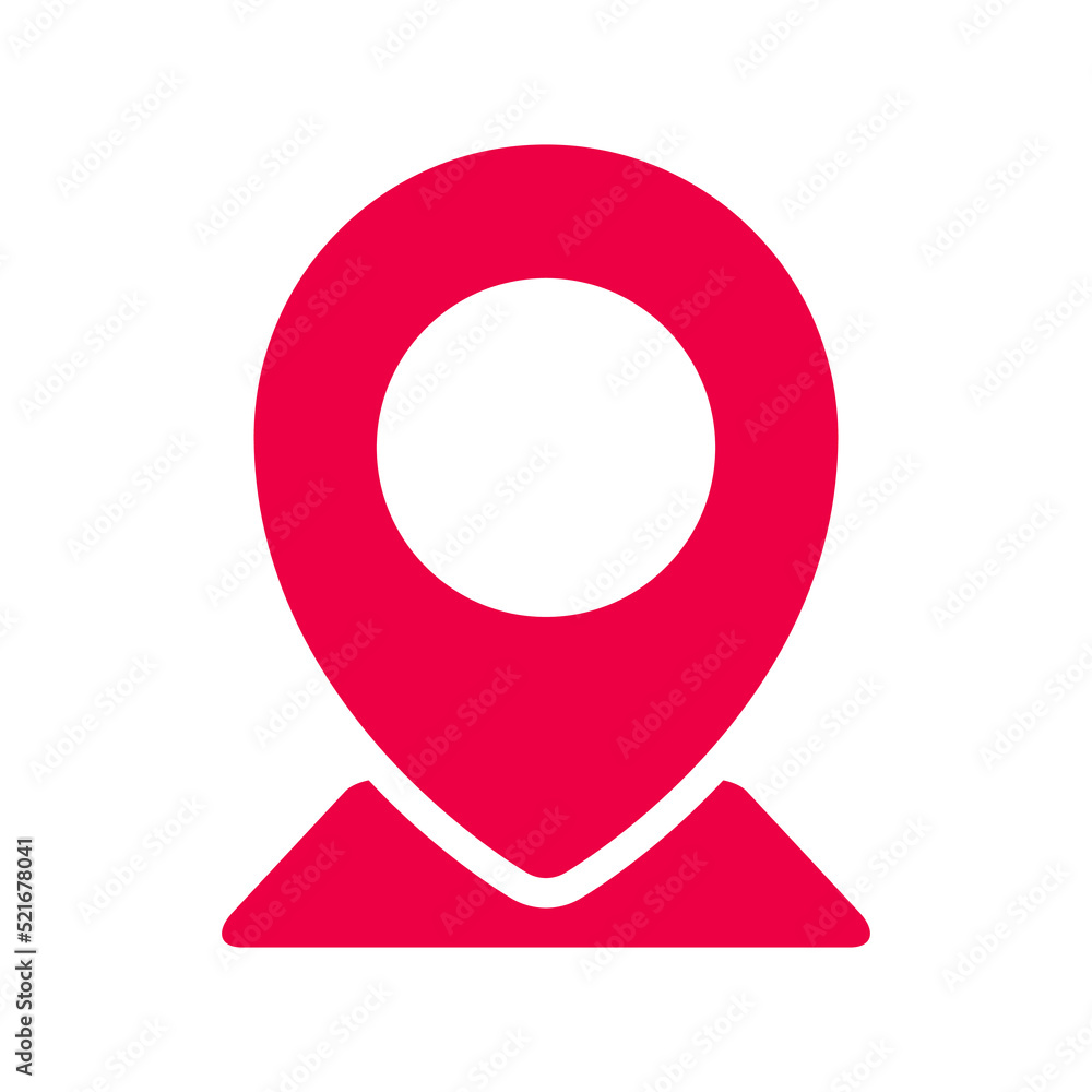 Poster pin pointer red icon. pin map location sign. gps symbol. vector isolated on white.