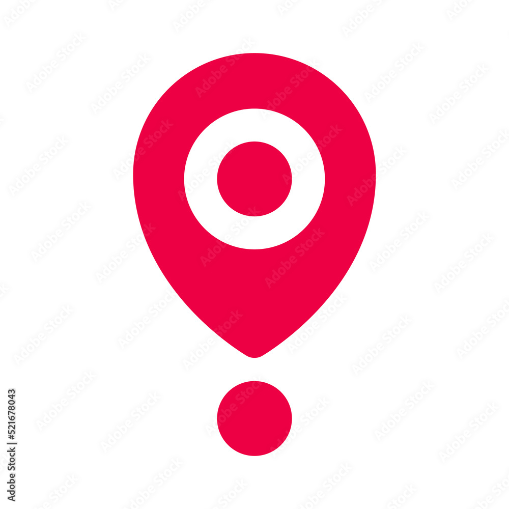 Poster pin pointer red icon. pin map location sign. gps symbol. vector isolated on white.