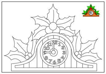 children's educational game. logical tasks. coloring book. watch. time.