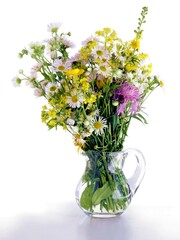 small posy of wild flowers from meadow close up