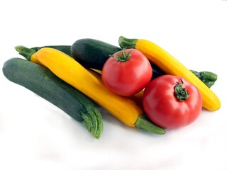 zucchini and red tomatoes for tasty salad or cooking meal