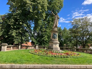 Fototapeta premium A statue of Karel Havlicek Borovsky in Kutna Hora, Czech Republic