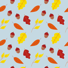 Obraz premium Autumn leaves seamless pattern. 