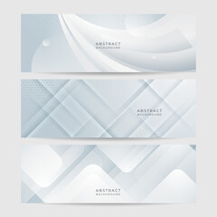 White abstract banner. Modern elegant white gray banner with creative design and shiny lines. Minimal vector stripes design. Simple texture graphic element. Vector abstract pattern background template