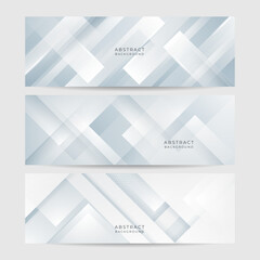 White abstract banner. Modern elegant white gray banner with creative design and shiny lines. Minimal vector stripes design. Simple texture graphic element. Vector abstract pattern background template