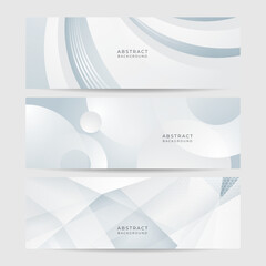 White abstract banner. Modern elegant white gray banner with creative design and shiny lines. Minimal vector stripes design. Simple texture graphic element. Vector abstract pattern background template