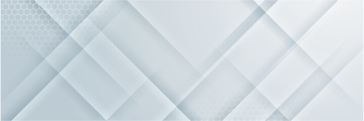 White abstract banner. Modern elegant white gray banner with creative design and shiny lines. Minimal vector stripes design. Simple texture graphic element. Vector abstract pattern background template