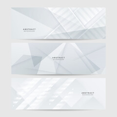 Fototapeta premium Grey white abstract banner paper shine and layer element vector for presentation design. Suit for business, corporate, institution, party, festive, seminar, and talks.
