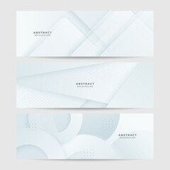 Fototapeta premium Grey white abstract banner paper shine and layer element vector for presentation design. Suit for business, corporate, institution, party, festive, seminar, and talks.