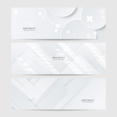 Grey white abstract banner paper shine and layer element vector for presentation design. Suit for business, corporate, institution, party, festive, seminar, and talks.