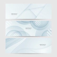 Fototapeta premium Grey white abstract banner paper shine and layer element vector for presentation design. Suit for business, corporate, institution, party, festive, seminar, and talks.