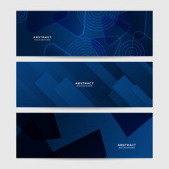 Fototapeta premium Modern dark blue banner geometric shapes corporate abstract technology background. Vector abstract graphic design banner pattern presentation background web template.