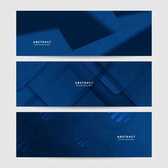 Fototapeta premium Modern dark blue banner geometric shapes corporate abstract technology background. Vector abstract graphic design banner pattern presentation background web template.