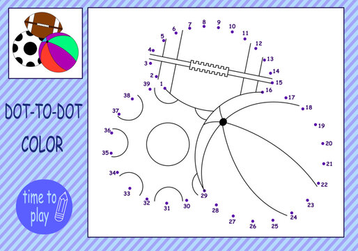 children's educational game. logical tasks. mathematics. coloring book. connect the dots. ball