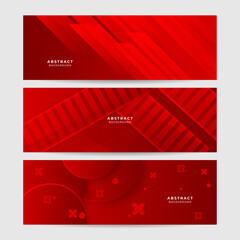 Abstract red banner background design template vector illustration with 3d overlap layer and geometric wave shapes. Polygonal abstract background, texture, advertisement layout and web page