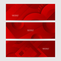 Abstract red banner background design template vector illustration with 3d overlap layer and geometric wave shapes. Polygonal abstract background, texture, advertisement layout and web page