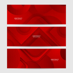 Abstract red banner background design template vector illustration with 3d overlap layer and geometric wave shapes. Polygonal abstract background, texture, advertisement layout and web page