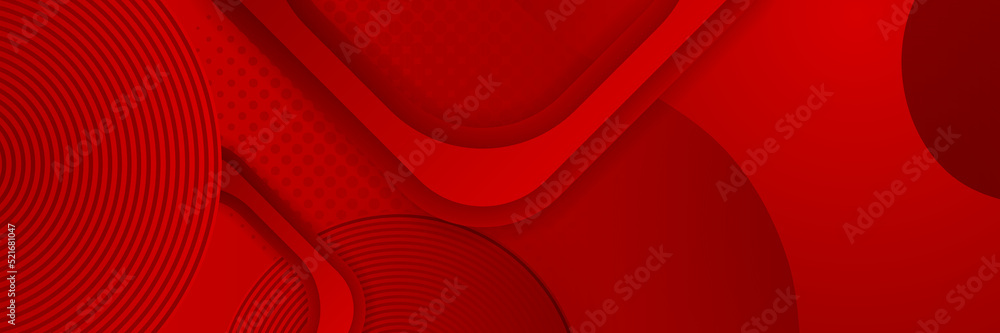 Poster abstract red banner background design template vector illustration with 3d overlap layer and geometr
