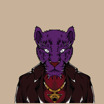 Purple Panther Vector Illustration Specially Made For Clothing Branding Needs And So On
