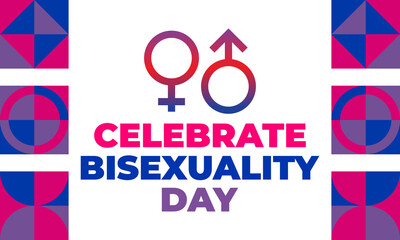 Celebrate Bisexuality Day is observed annually on September 23. Bi Visibility Day. This is a day for the bisexual community. Background, poster, greeting card, banner design. 