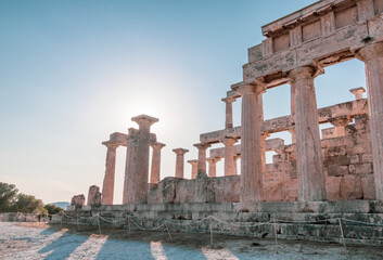 The Temple of Aphaia or Afea is located within a sanctuary complex dedicated to the goddess Aphaia on the Greek island of Aigina