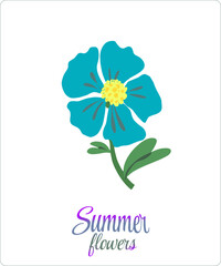 A flower from the set "Summer flowers". Vector. Pastel colors. Buds and twigs. Suitable for printing on fashion accessories, T-shirts and postcards.