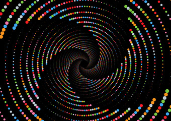Obraz premium Glowing colourful dots circle. Abstract neon lights background for your design. Abstract vector design elements
