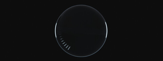 abstract circular glass object on black backgroound