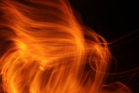 abstract orange fire flames on black background
