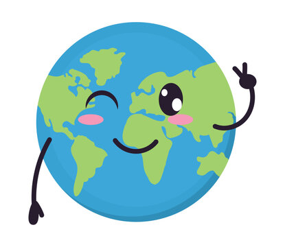 cartoon happy earth