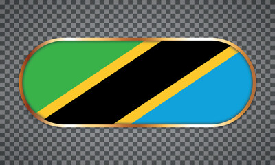 vector illustration of web button banner with country flag of Tanzania