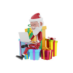 3D Render of santa claus characters and christmas gifts