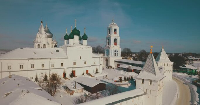 Aerial View of the Winter Monastery in Pereslavl Zalessky, Russia 