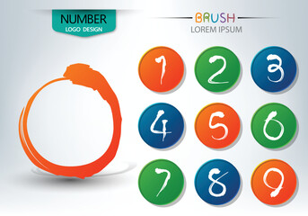 Set of numbers written with a brush abstract vector