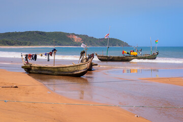 Fototapeta premium Amazing View to the Sandy Atlantic Coastline of Axim Beach in Ghana, West Africa