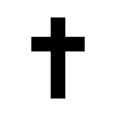 Religion cross icon. Black christian cross Vector symbol illustration