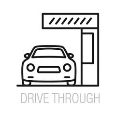 Drive through icon. Outline and line style symbol vector illustration