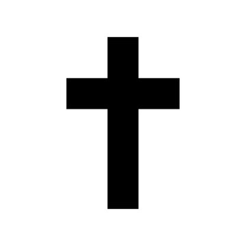 Religion cross icon. Black christian cross Vector symbol illustration