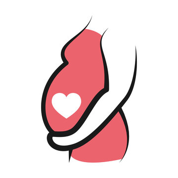 recommend clip art: Pregnant woman line or outline icon. Heart and pregnancy vector illustration
