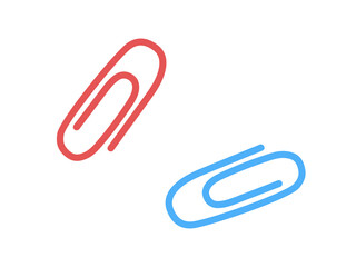Obraz premium Vector cute red and blue paper clips. Back to school. Stationery.