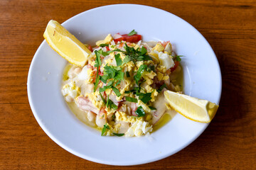 Traditional delicious Turkish food; Turkish style rice pilaf (Turkish name; Arpa sehriyeli. tavuklu, kuru fasulyeli, kavurmali pirinc pilavi)