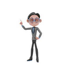 3d businessman pointing up